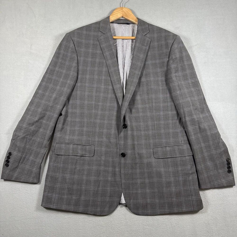 Brooks Brothers Explorer Regent Fit Sport Coat 46L Grey Plaid Wool Blazer